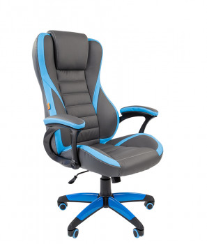Игровое кресло CHAIRMAN GAME 22 Экокожа комбинированная Серый/Голубой