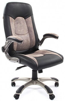 Кресло руководителя CHAIRMAN 439 Экокожа / Микрофибра Черный/Бежевый (светло-коричневый)