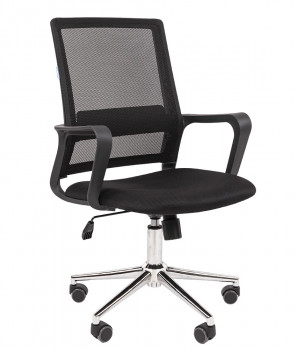 Кресло офисное CHAIRMAN 606 ХРОМ Сетчатый акрил / Ткань стандарт 15-21 черный TW-01 черный
