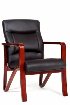 Кресло посетителя CHAIRMAN 675 Натуральная кожа Черная