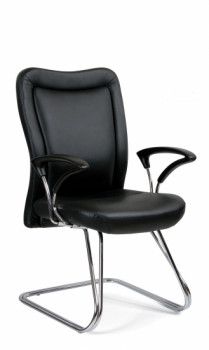 Кресло посетителя CHAIRMAN 415 Натуральная кожа COW Черная