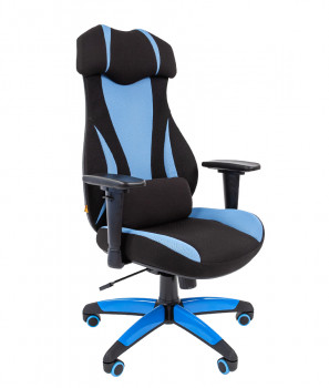 Игровое кресло CHAIRMAN GAME 14 Ткань комбинированная черный/голубой