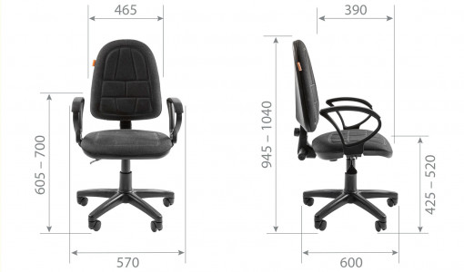 Размеры кресло офисное CHAIRMAN 205 (ПРЕСТИЖ ЭРГО)